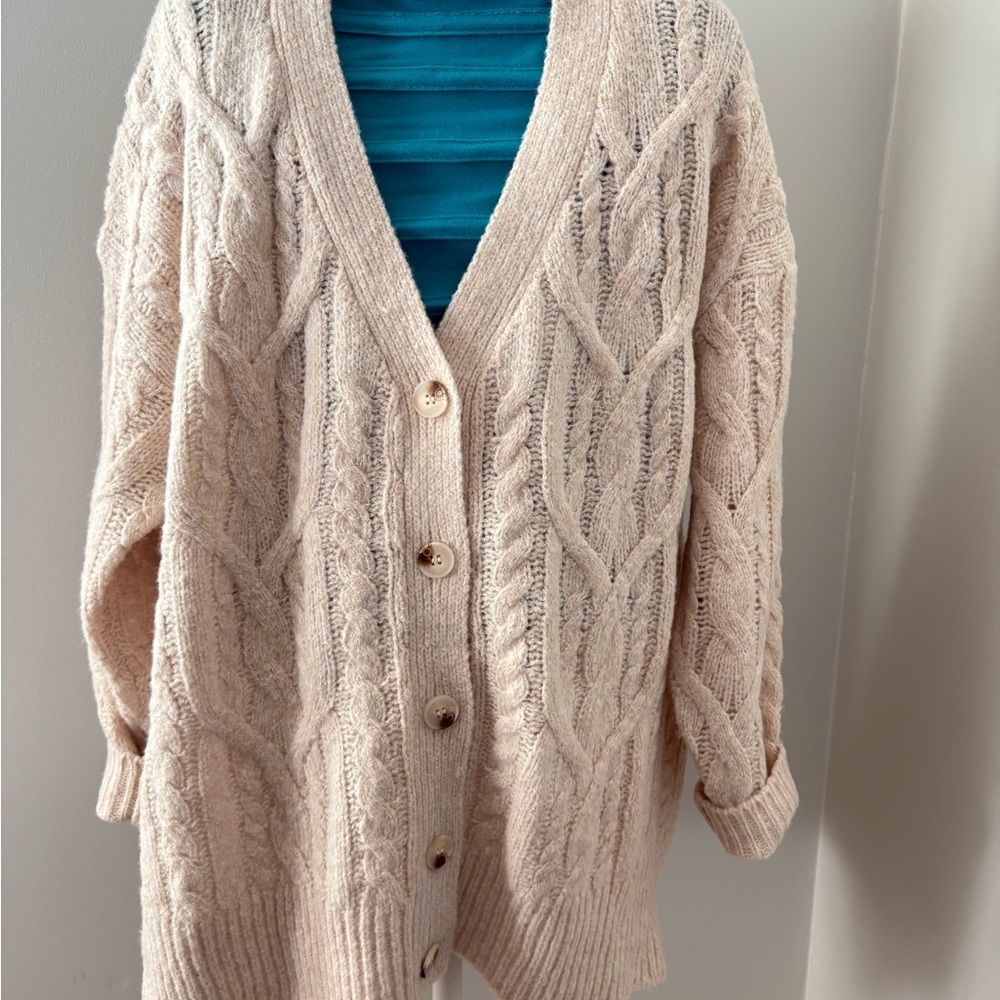 Dreamers Cozy Creamy Cable Knit Cardigan NWOT